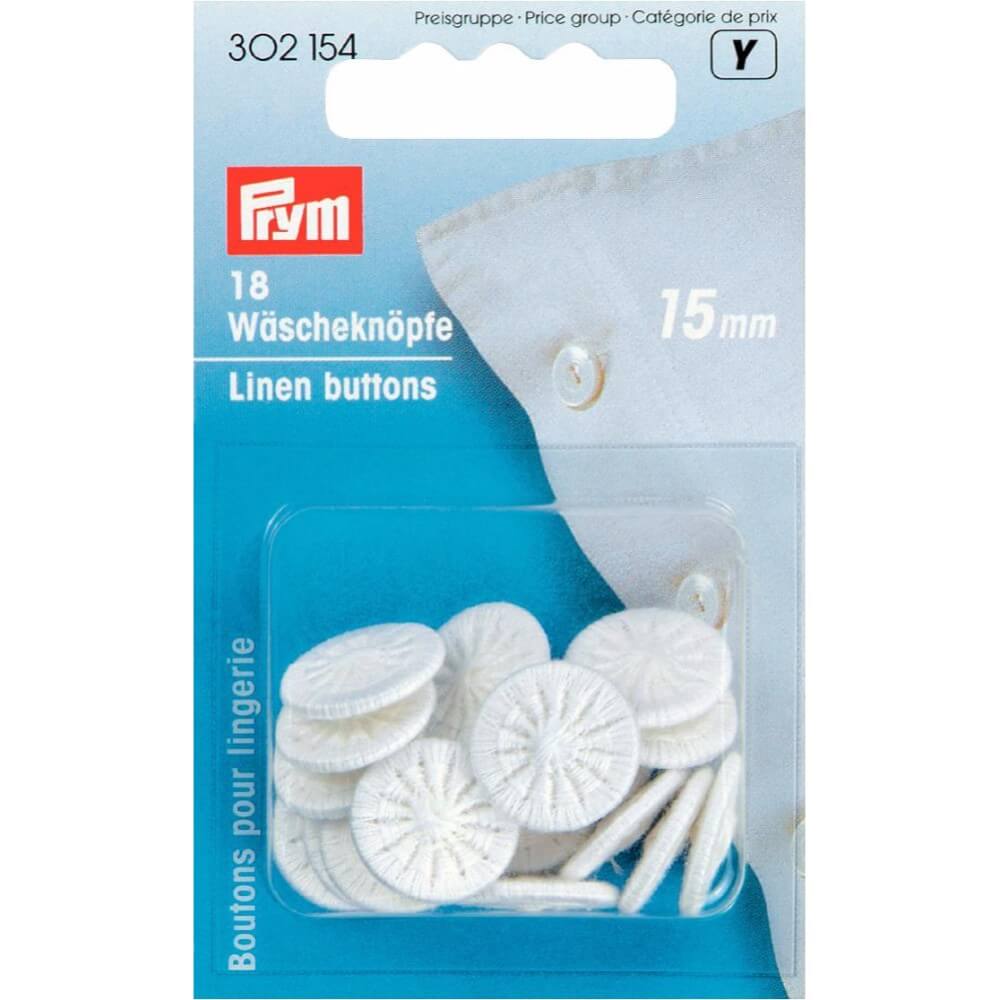 Prym Linnen knopen getwijnd 15mm wit - 18st