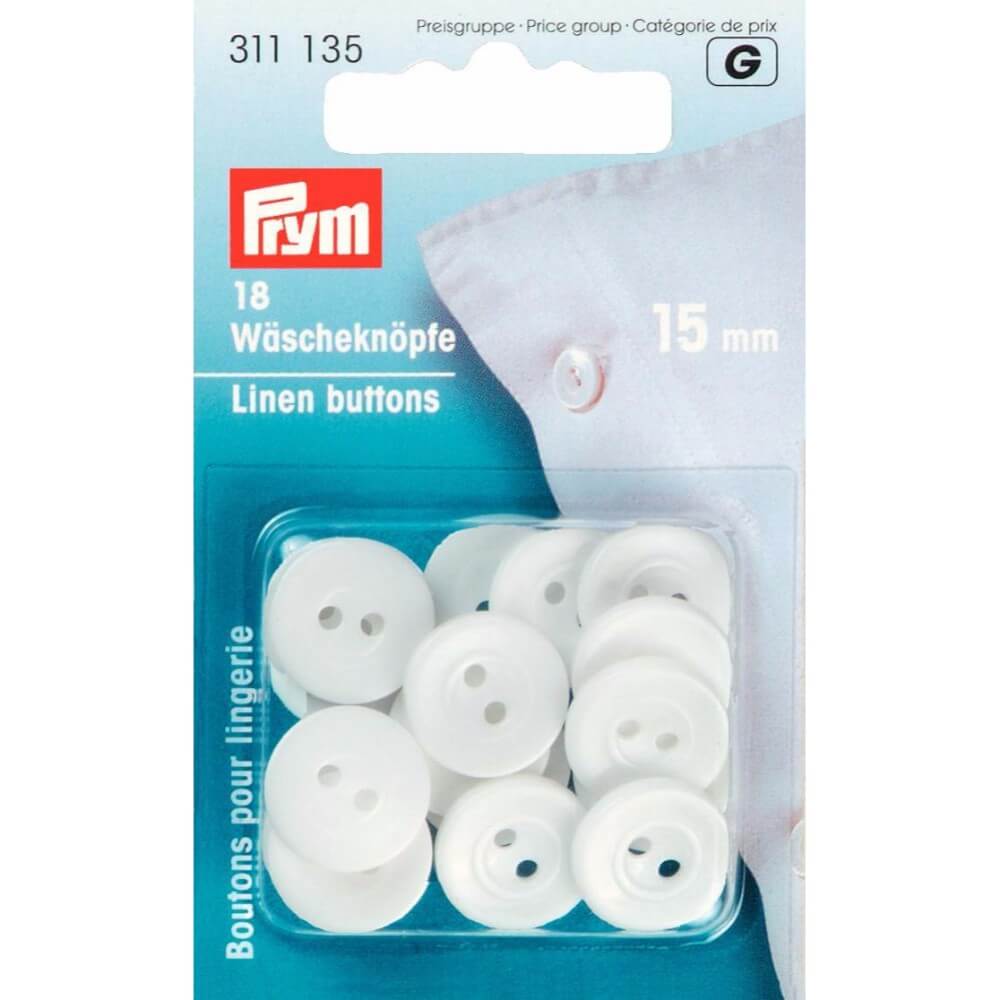 Prym Linnen knopen kunststof 15mm - 18st