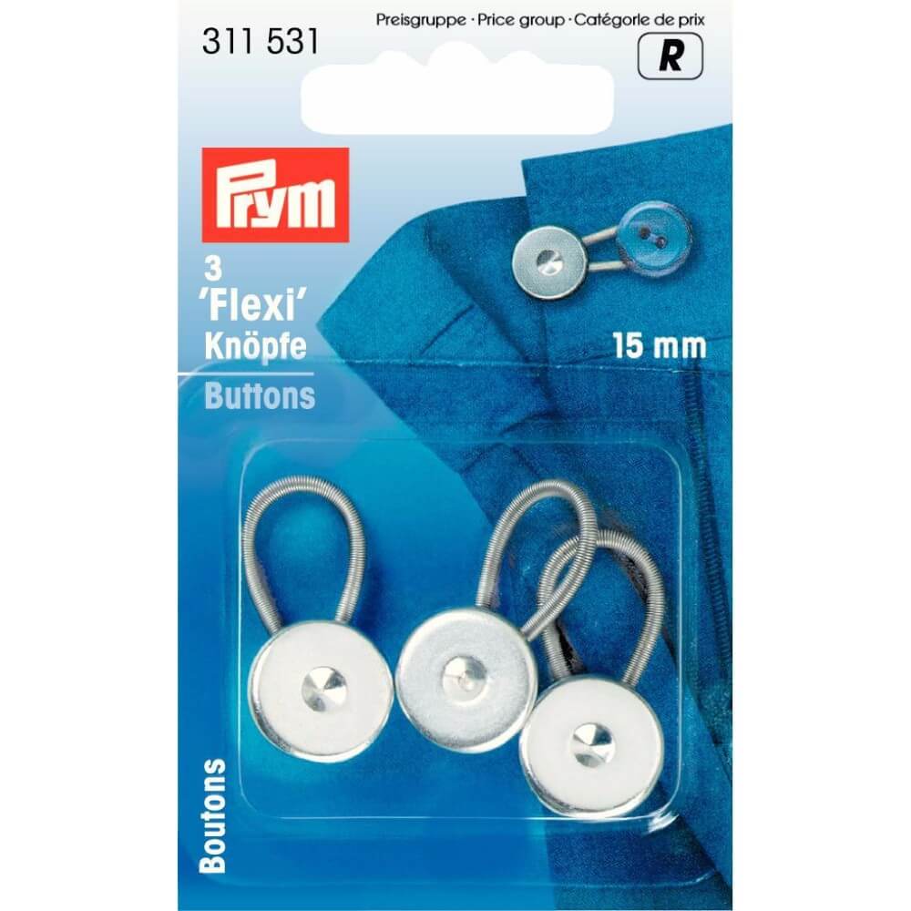 Prym Flexi-knopen met lus 15mm zilver - 