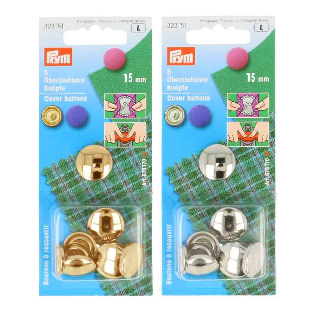 Prym Stofknopen zonder matrijs 15mm zilver/goud - 6st