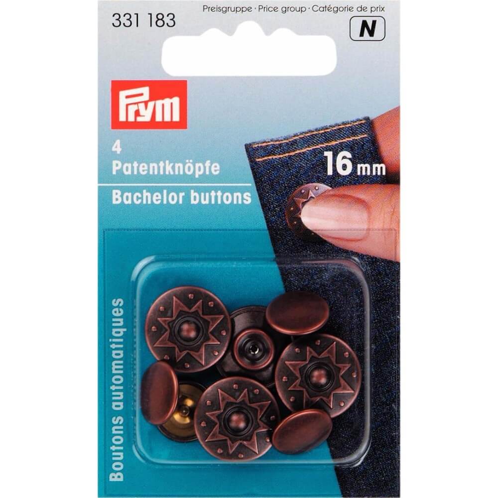 Prym Vrijgezellenknopen Octa 16mm oud koper - 4st