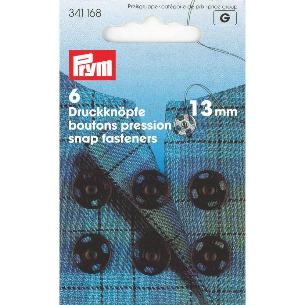 Prym Aannaaidrukknoop messing 13mm zwart - 6st