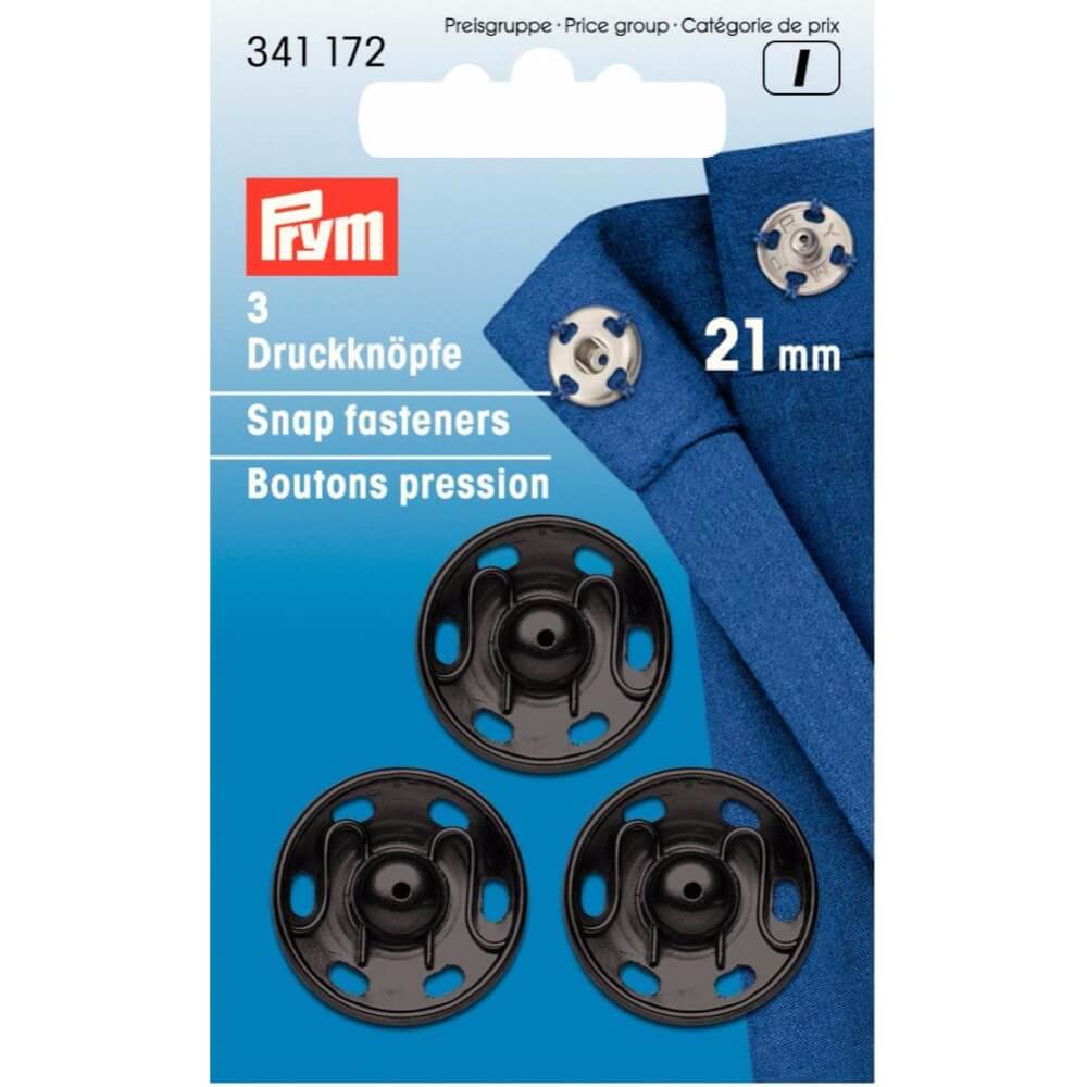 Prym Aannaaidrukknoop messing 21mm zwart - 