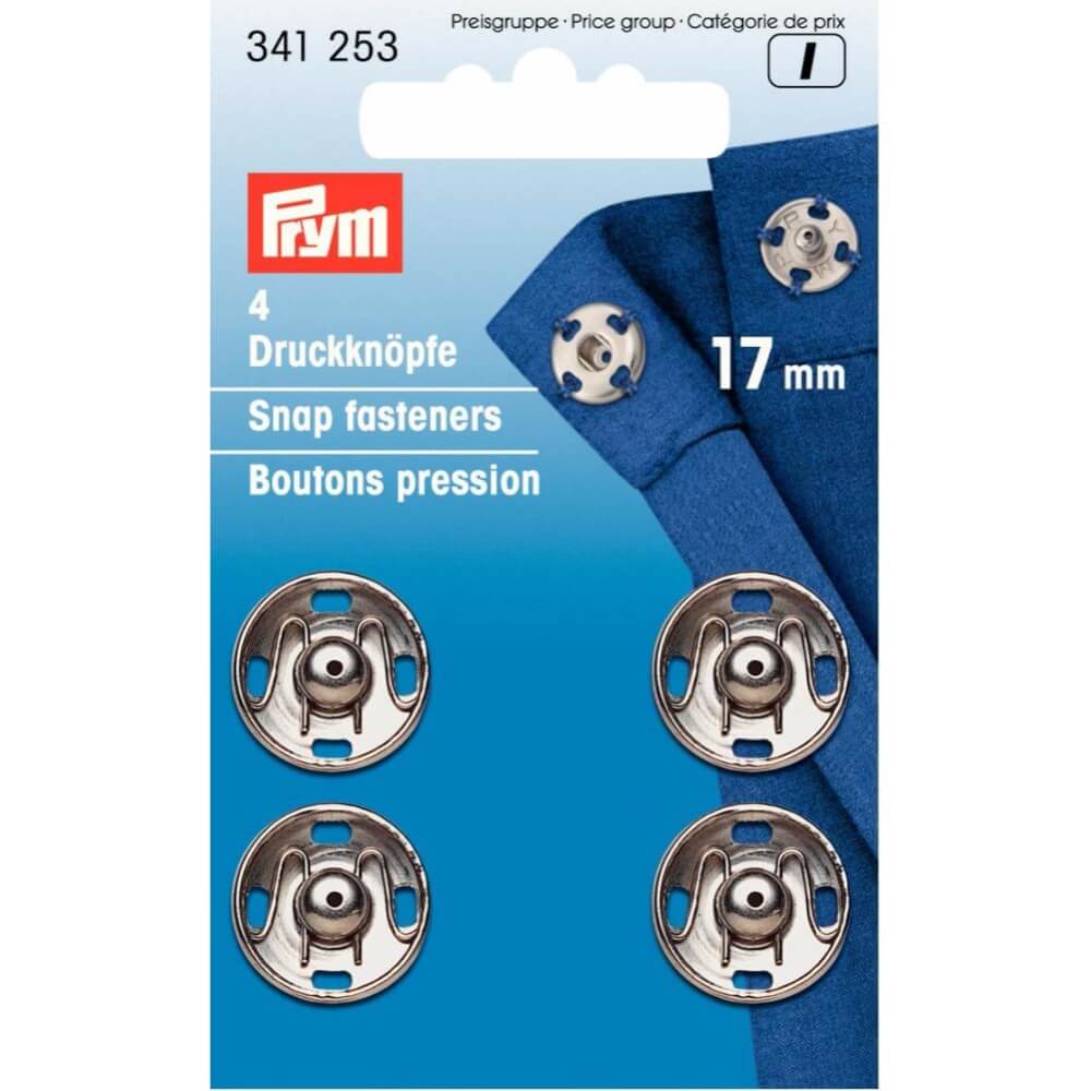 Prym Aannaaidrukknoop messing 17mm zilver - 4st