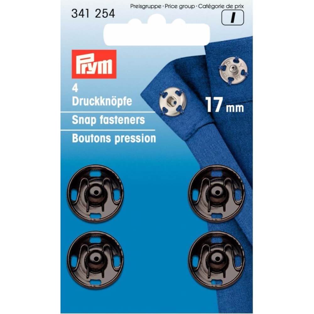 Prym Aannaaidrukknoop messing 17mm zwart - 4st