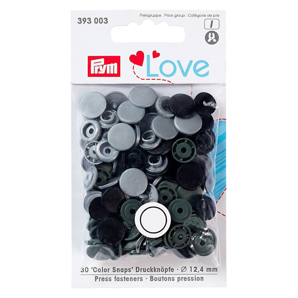 Prym Love drukknopen 12,4mm grijs - 3x30st