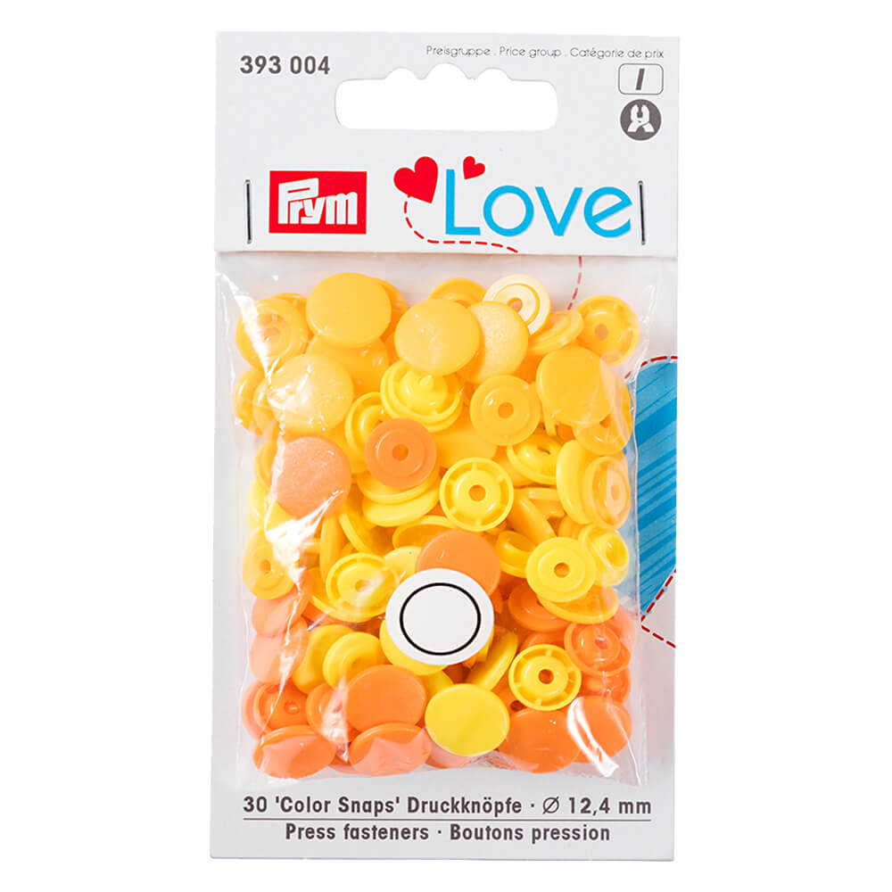 Prym Love drukknopen 12,4mm geel - 3x30st