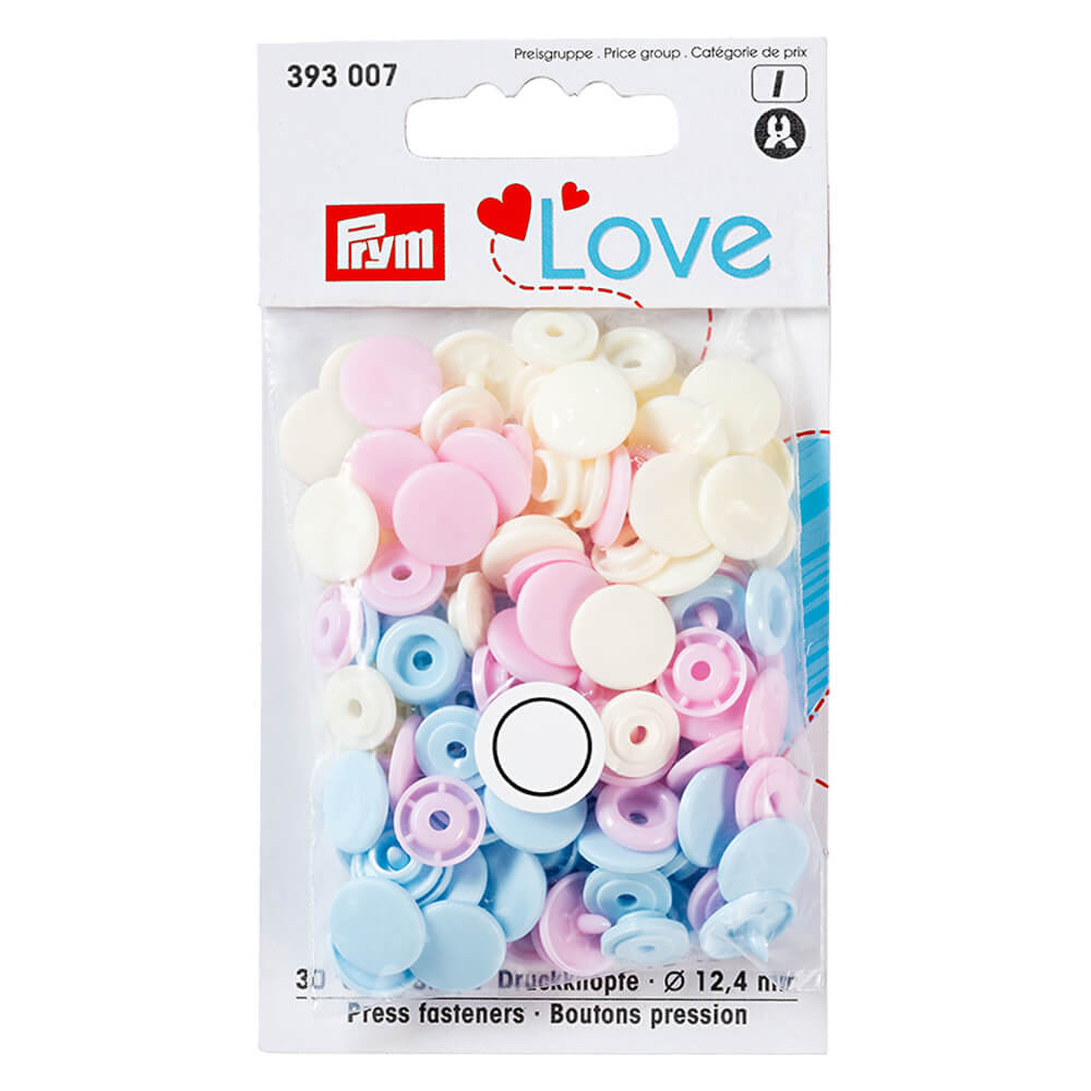 Prym Love drukknopen 12,4mm roze-blauw - 3x30st