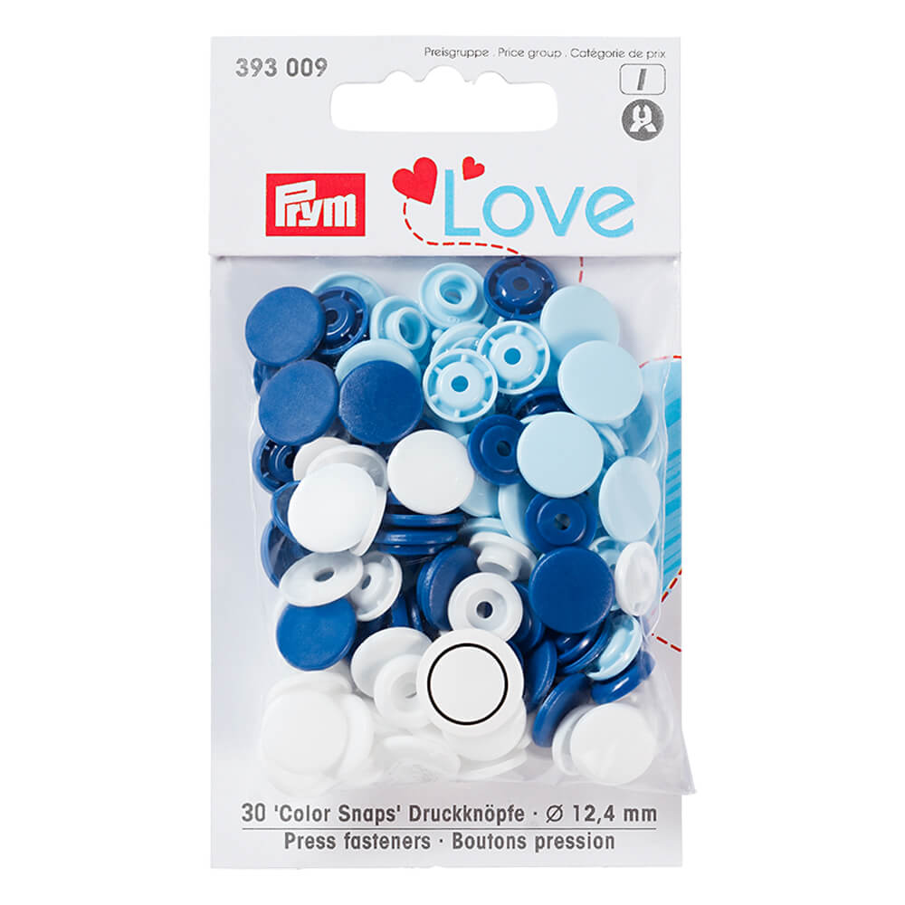 Prym Love drukknopen 12,4mm blauw-wit - 3x30st