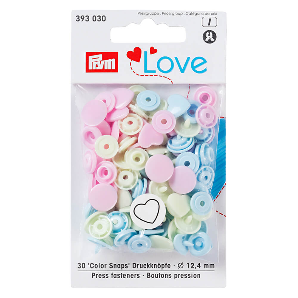 Prym Love drukknopen hart 12,4mm roze-groen - 3x30st