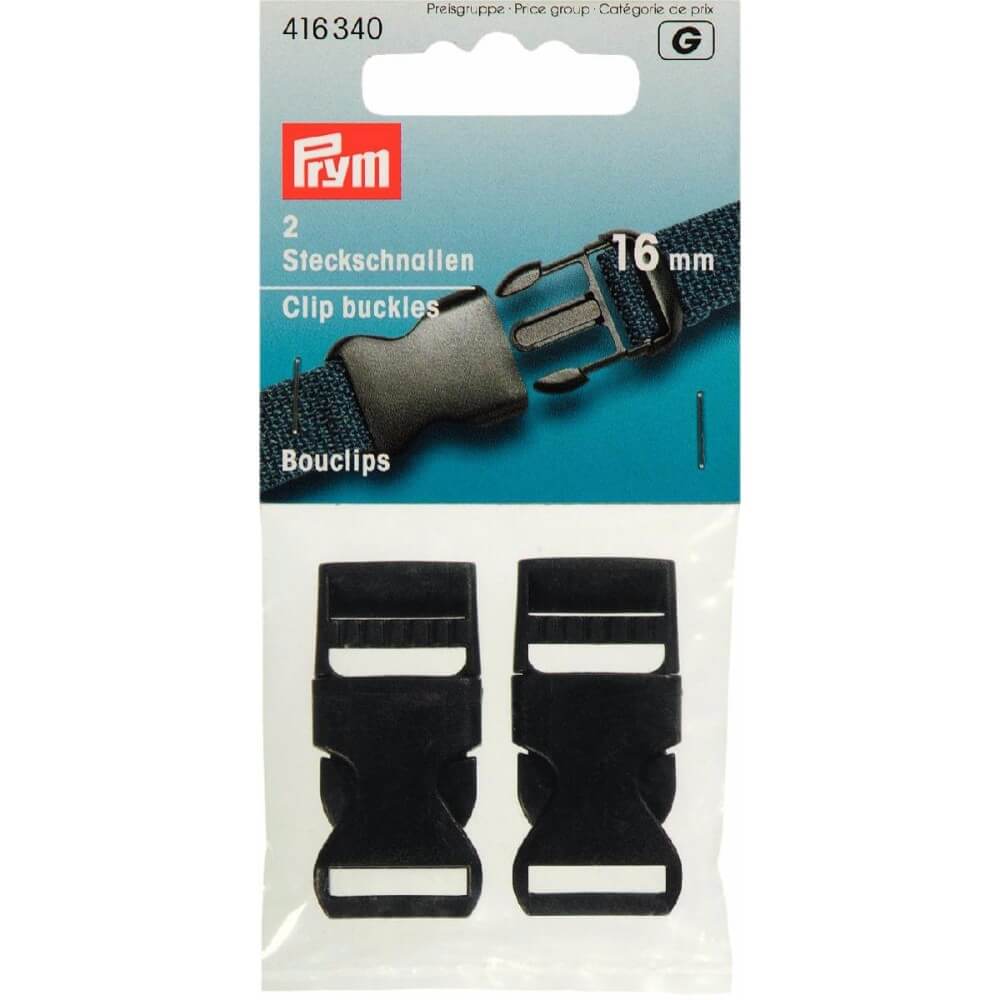 Prym Klikgespen sterk kunststof 16mm zwart - 2st