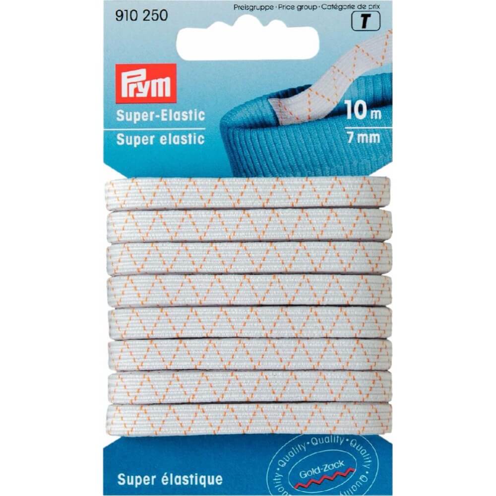 Prym Super elastiek 7mm wit - 10m