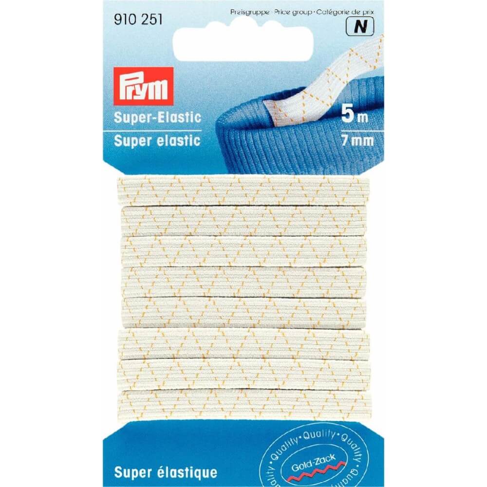 Prym Super elastiek 7mm wit - 5m