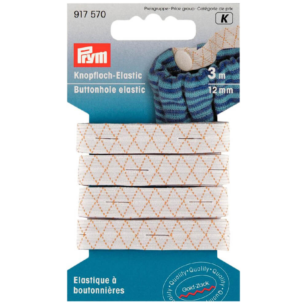 Prym Knoopsgatelastiek 12mm wit- 3m