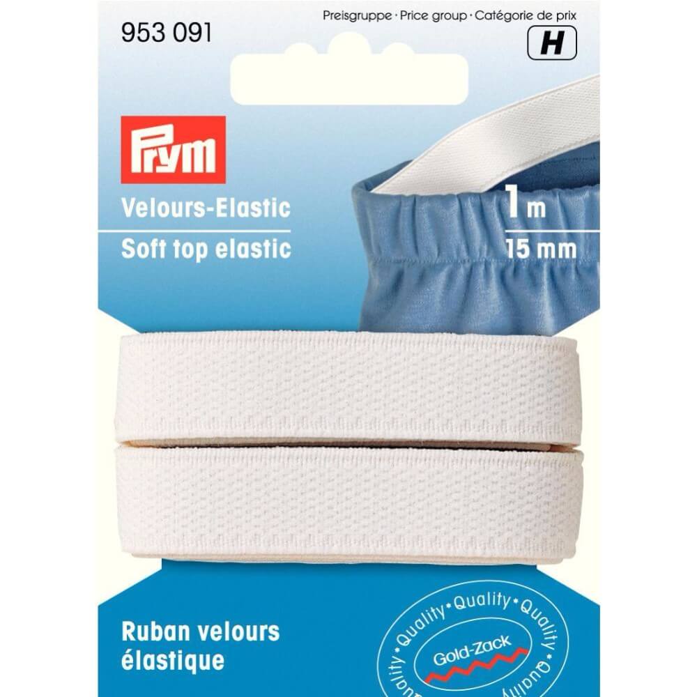 Prym Veloursbandelastiek 15mm wit - 1m