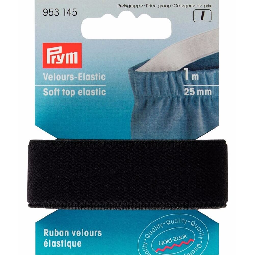 Prym Veloursbandelastiek 25mm zwart - 1m