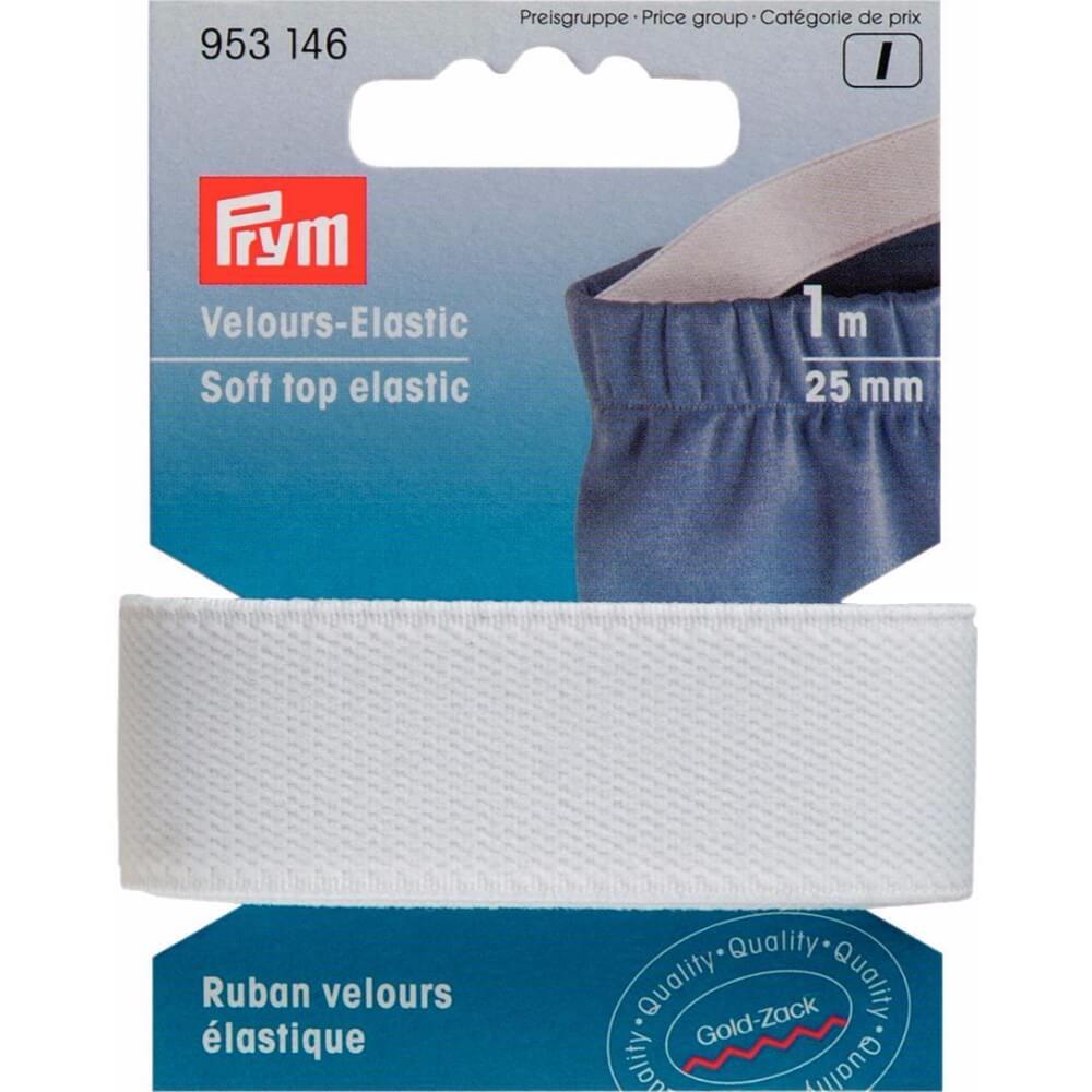 Prym Veloursbandelastiek 25mm wit - 1m