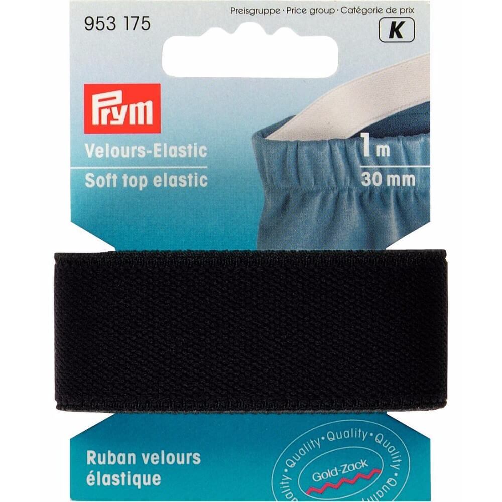 Prym Veloursbandelastiek 30mm zwart - 1m