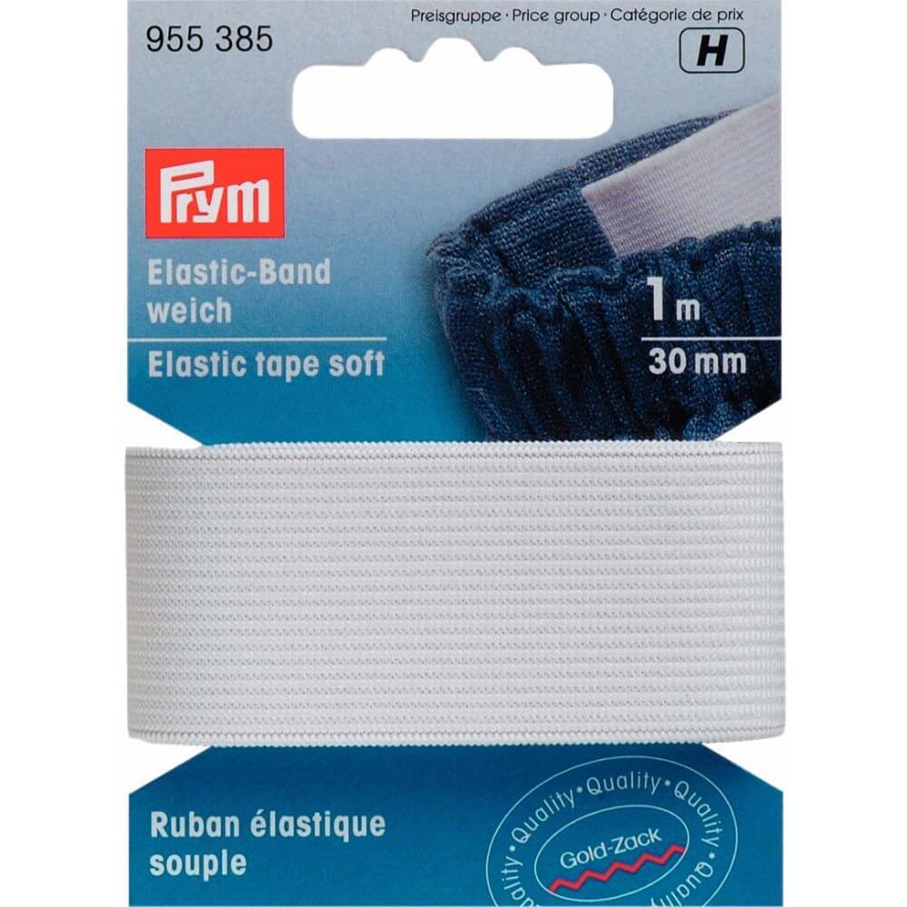 Prym Band elastiek zacht 30mm wit - 1m