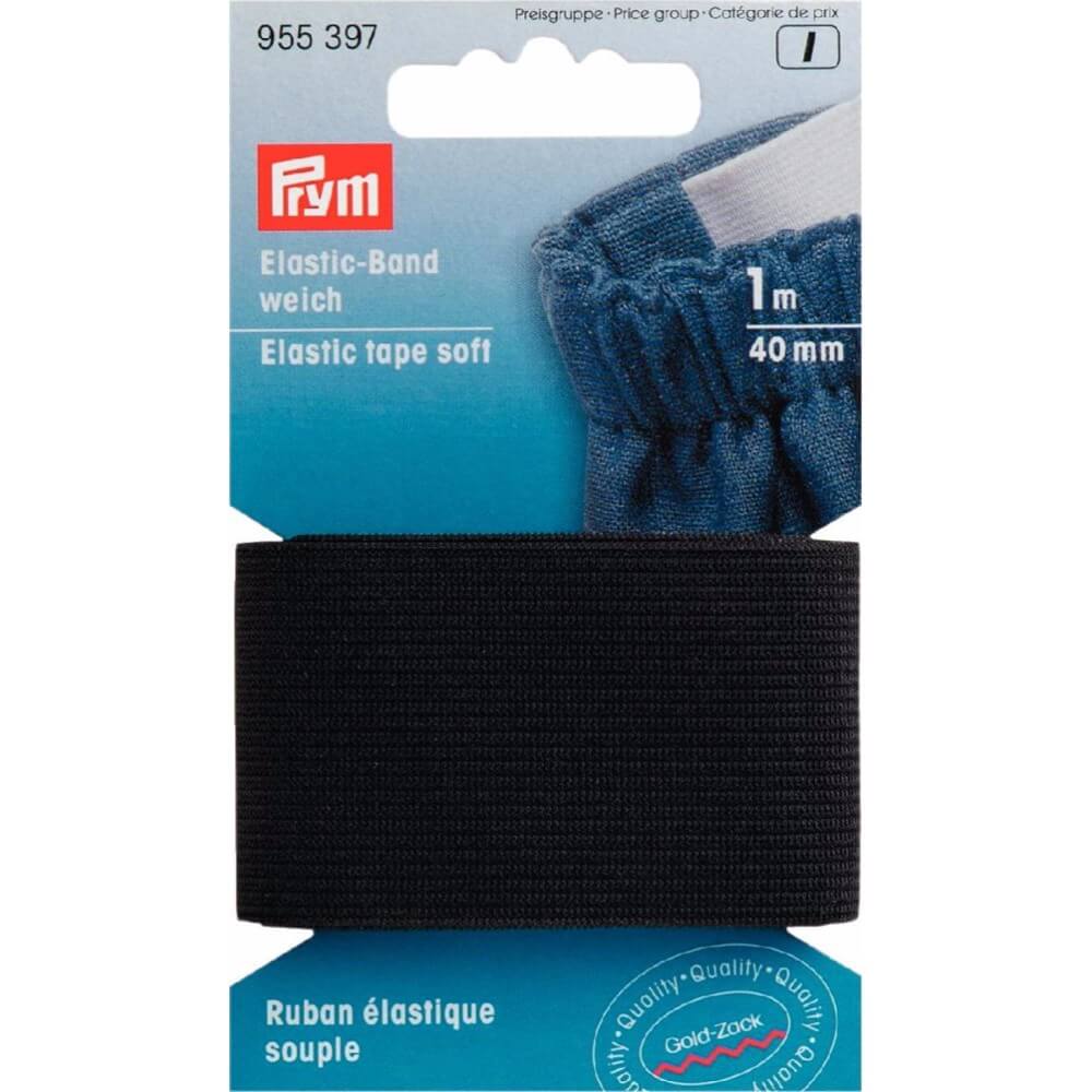 Prym Band elastiek zacht 40mm zwart - 1m