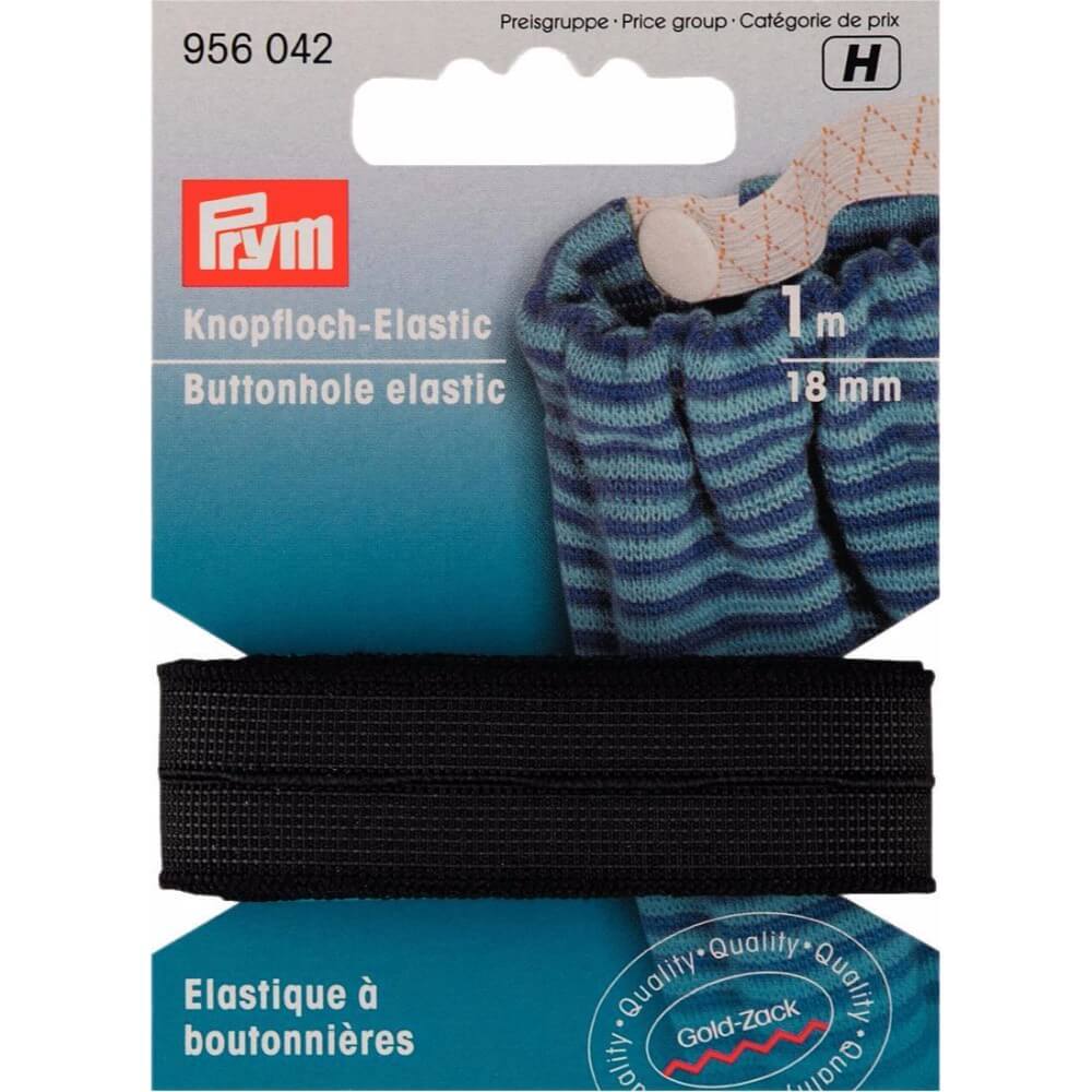 Prym Knoopsgatenelastiek geweven 18mm zwart 1m -   H