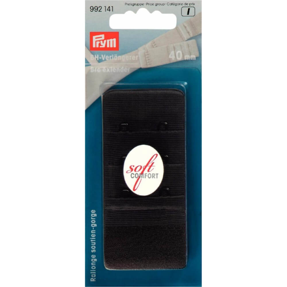 Prym BH-verlengstuk 3x2 haken 40mm zwart - 