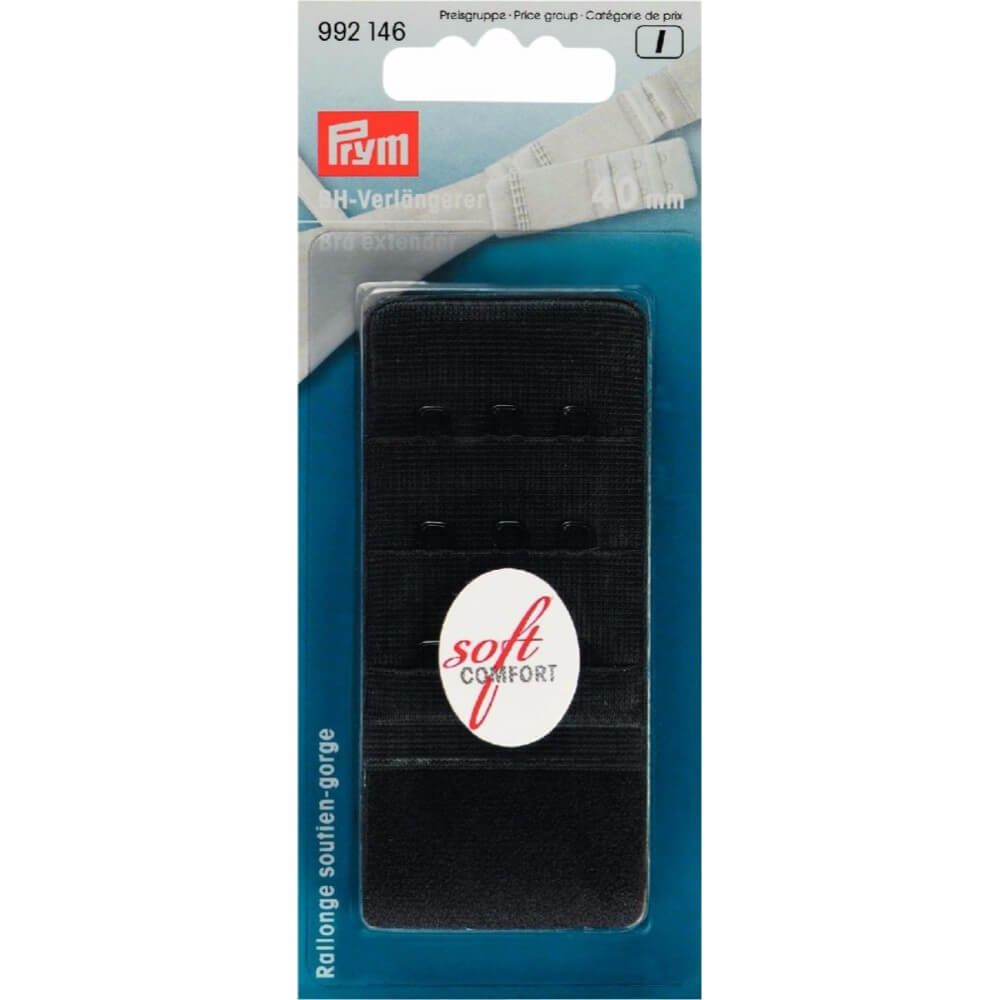 Prym BH-verlengstuk 3x3 haken 40mm zwart - 