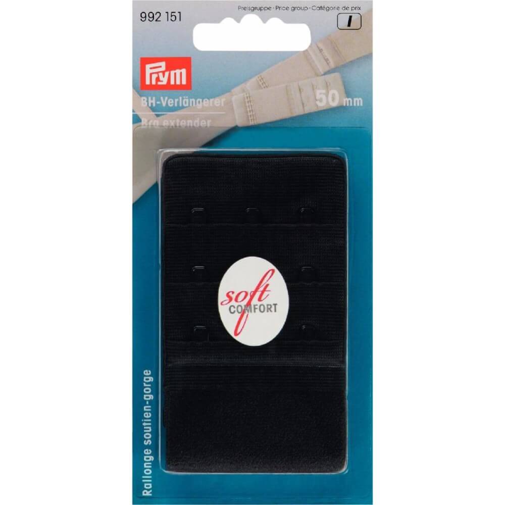 Prym BH-verlengstuk 3x3 haken 50mm zwart - 