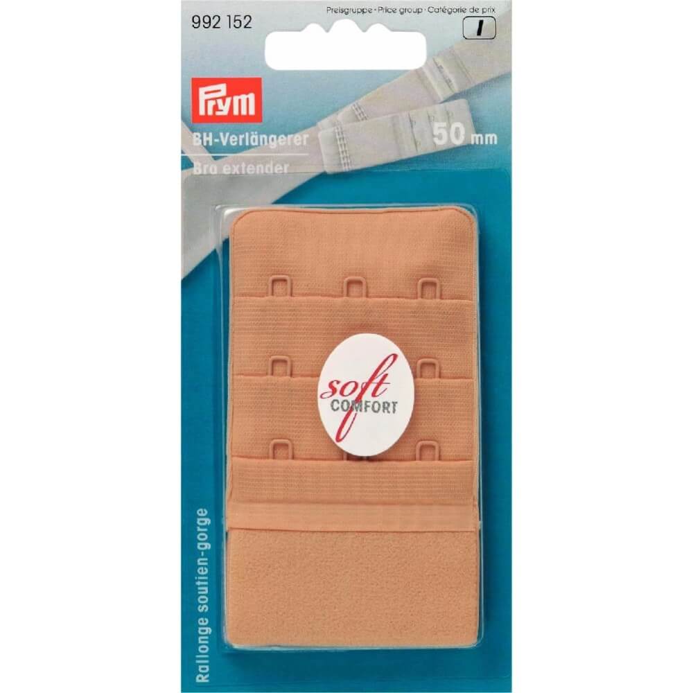 Prym BH-verlengstuk 3x3 haken 50mm beige - 