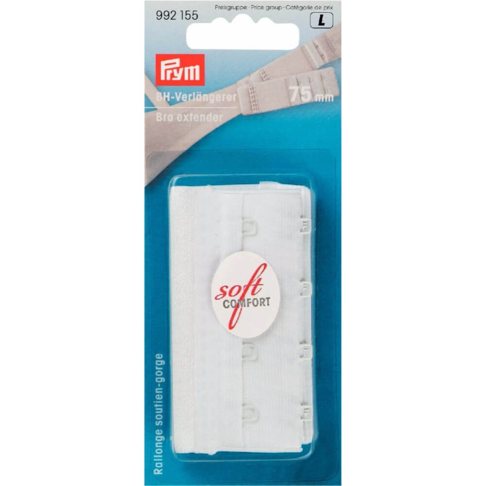 Prym BH-verlengstuk 3x4 haken 75mm wit - 