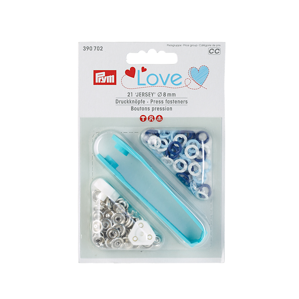 Prym Love drukknopen jersey 8mm lichtblauw-wit - 21st