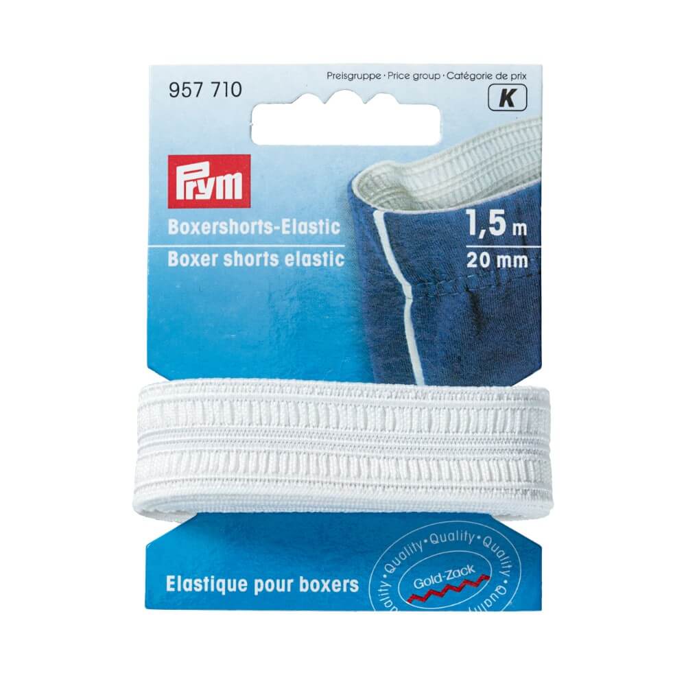 Prym Boxershort elastiek 20mm wit - 1,5m