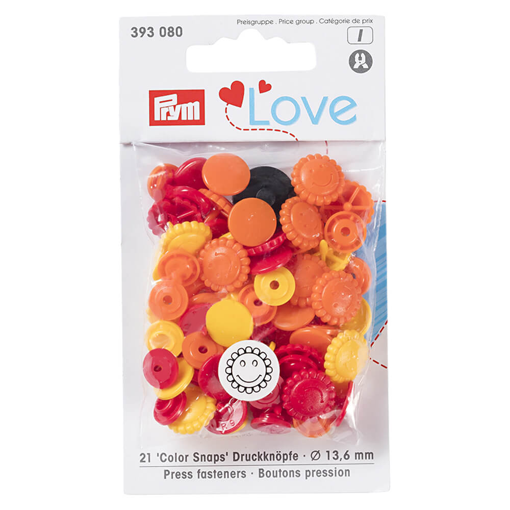 Prym Love drukknopen bloem 13,6mm geel-rood-oranje - 3x21st