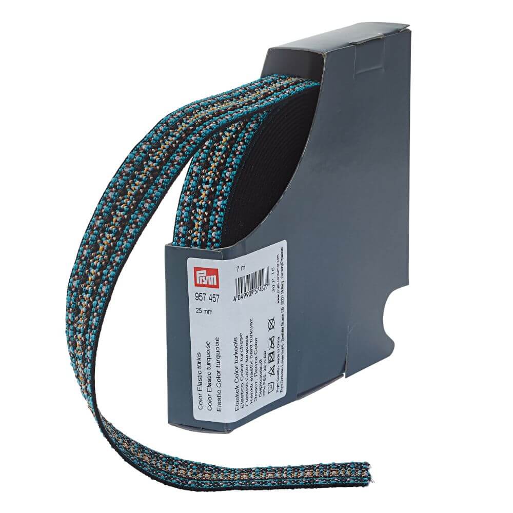 Prym Gekleurd elastiek 25mm turquoise - 7m