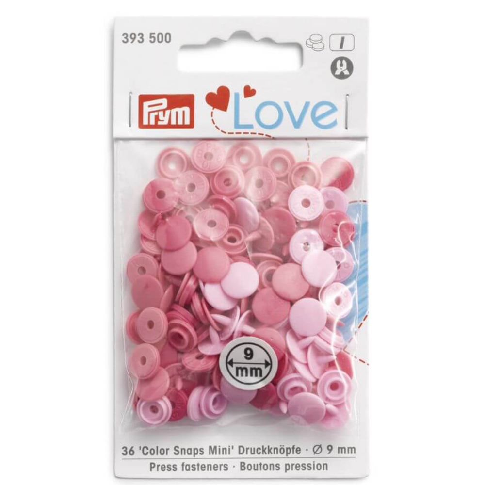 Prym Love Mini drukknopen 9mm roze - 3x36st