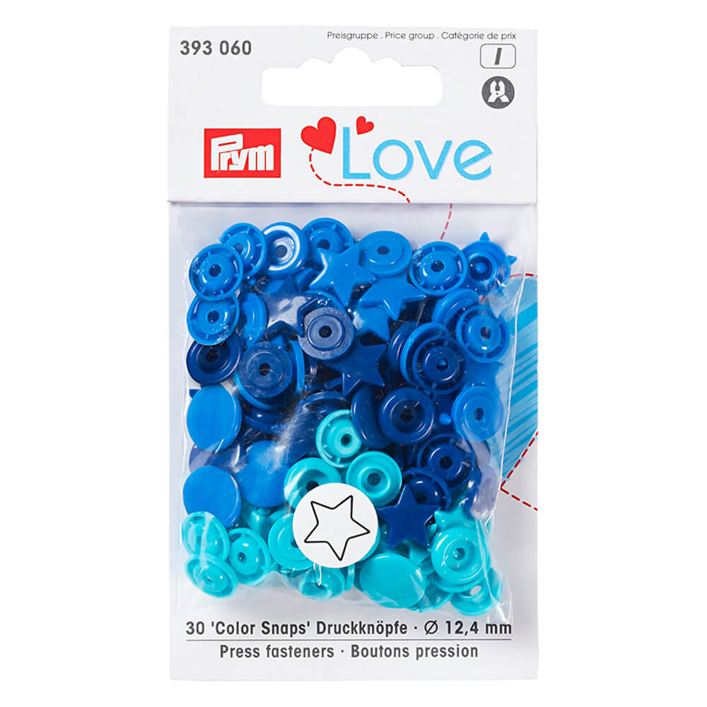 Prym Love drukknopen ster 12,4mm blauw - 3x30st