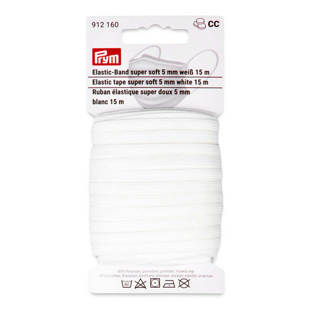 Prym Band elastiek super zacht 5mm wit - 10x15m