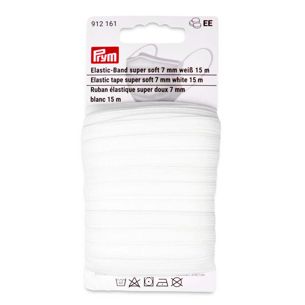 Prym Band elastiek super zacht 7mm wit - 10x15m