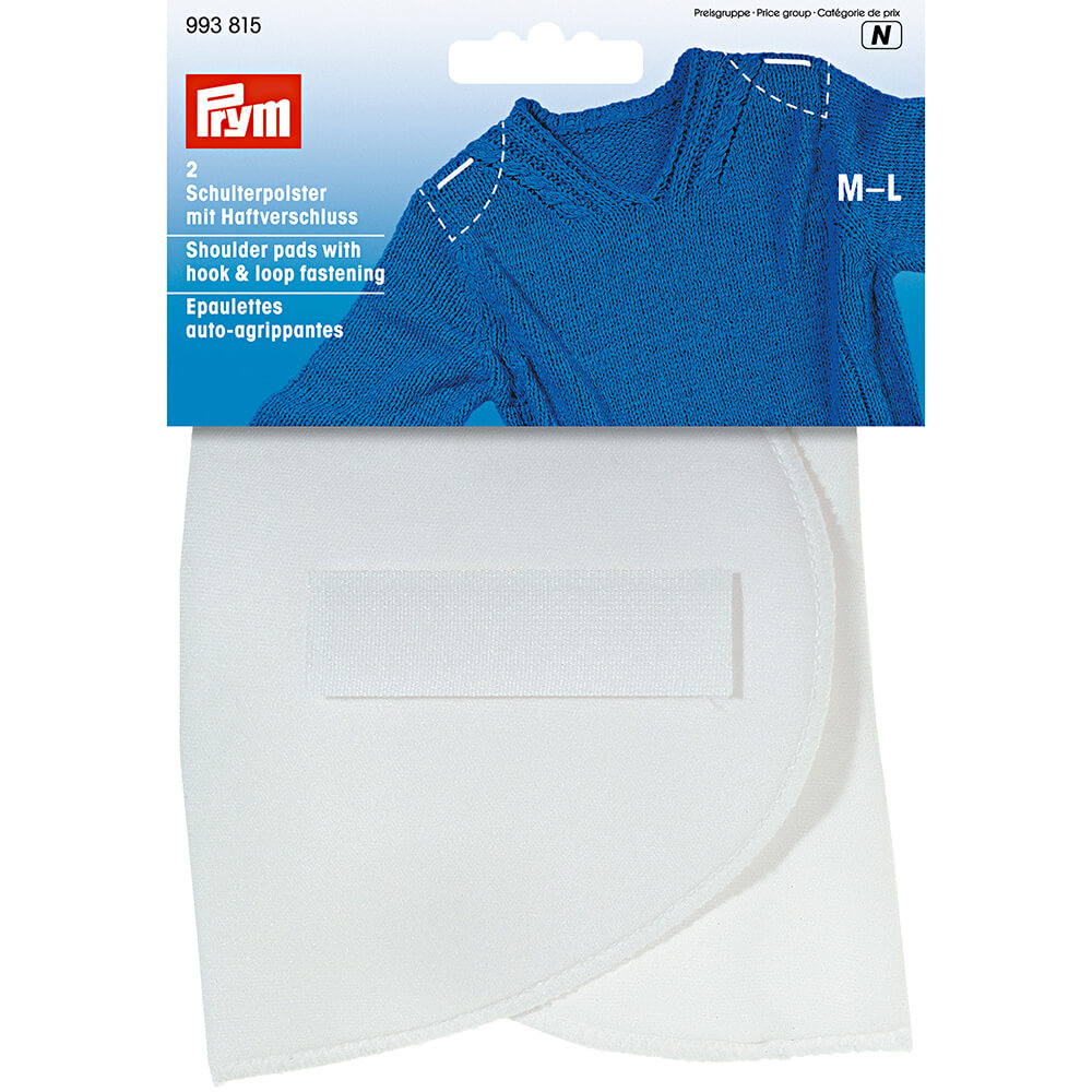 Prym Schoudervulling klittenband halve maan M-L wit - 2st