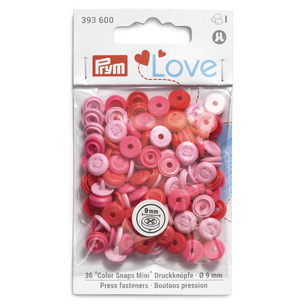 Prym Love Mini drukknopen 9mm roze-rood - 3x36st