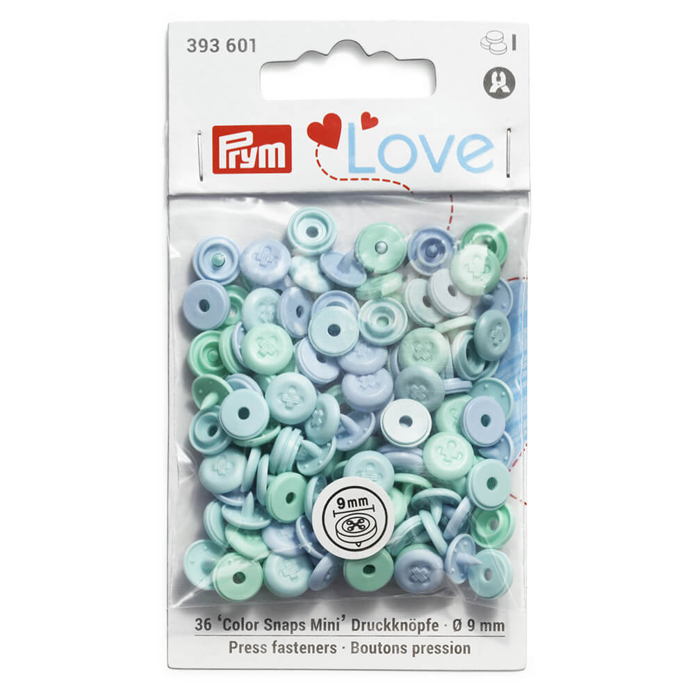 Prym Love Mini drukknopen 9mm blauw-turquoise - 3x36st