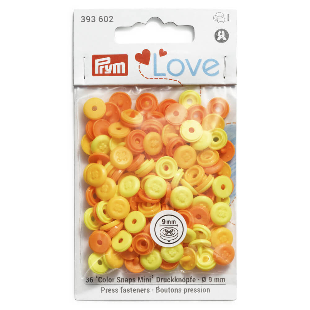 Prym Love Mini drukknopen 9mm oranje-geel - 3x36st