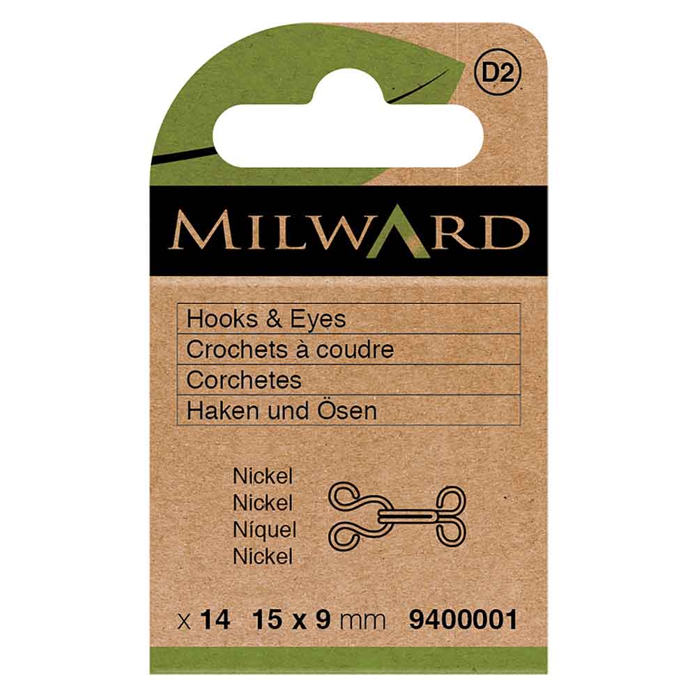 Milward Haken en ogen nr.2 nickel - 14st