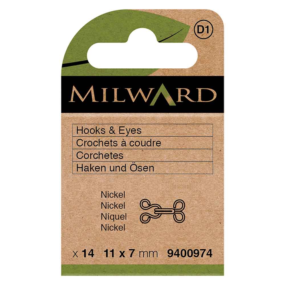 Milward Haken en ogen nr.0 nickel - 14st