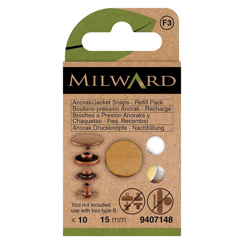 Milward Naaivrijdrukknoop Anorak goud 15mm - 10st