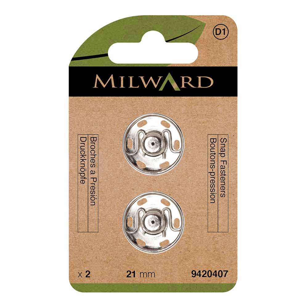 Milward Drukknopen 21mm nikkel - 2st