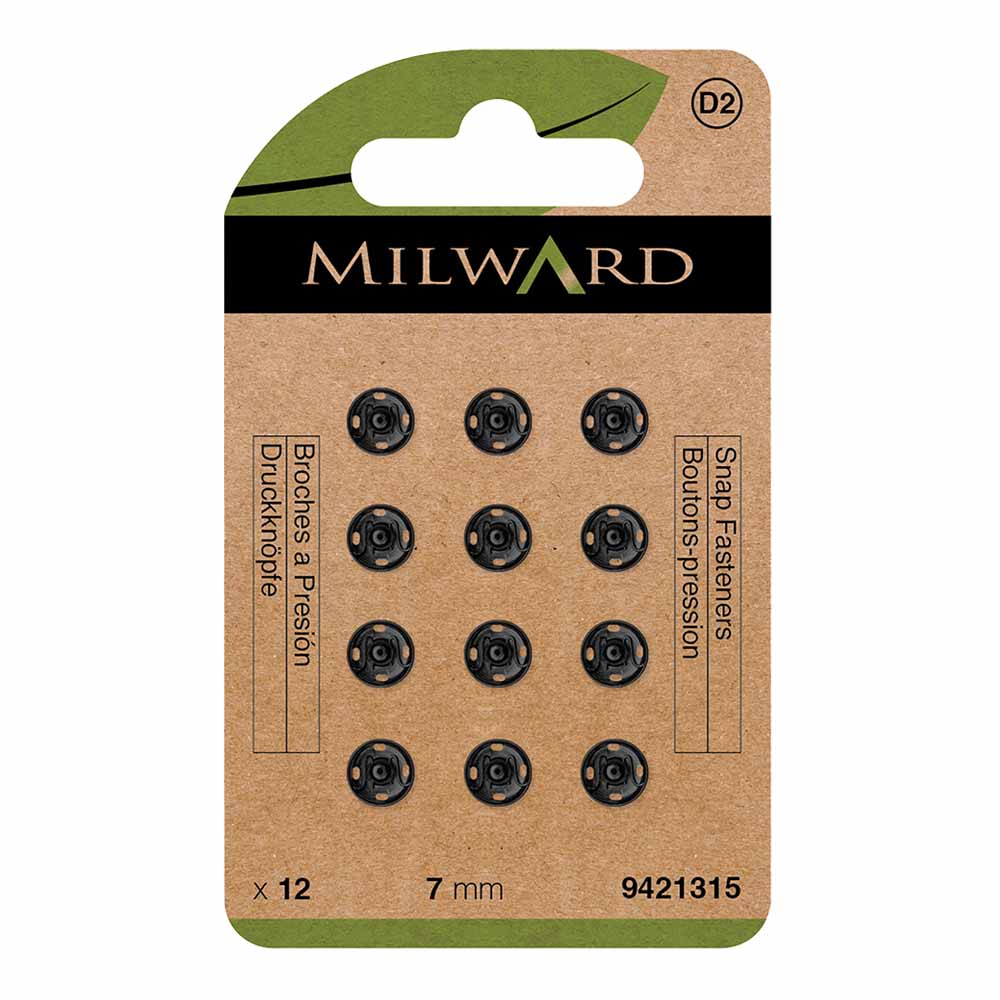 Milward Drukknopen 7mm zwart - 12st