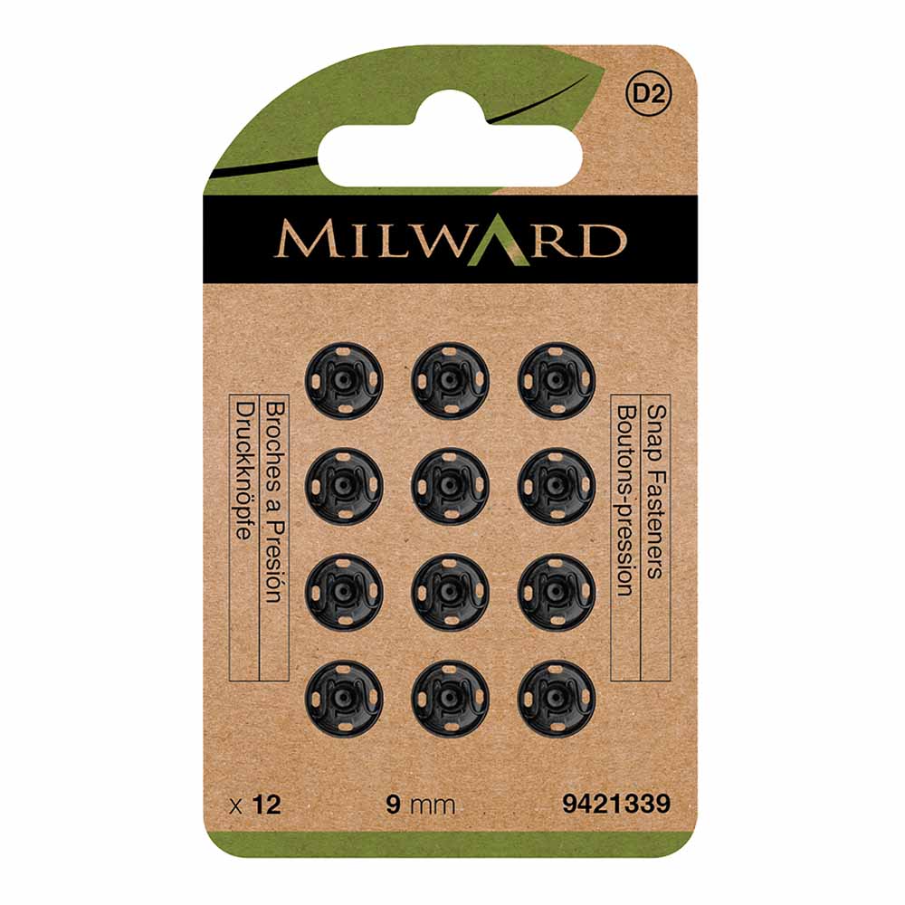 Milward Drukknopen 9mm zwart - 12st