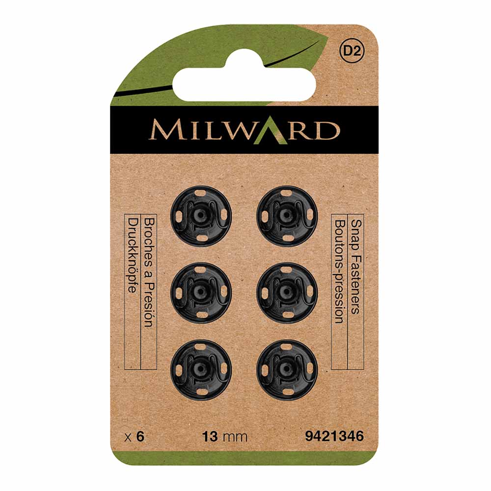 Milward Drukknopen 13mm zwart - 6st