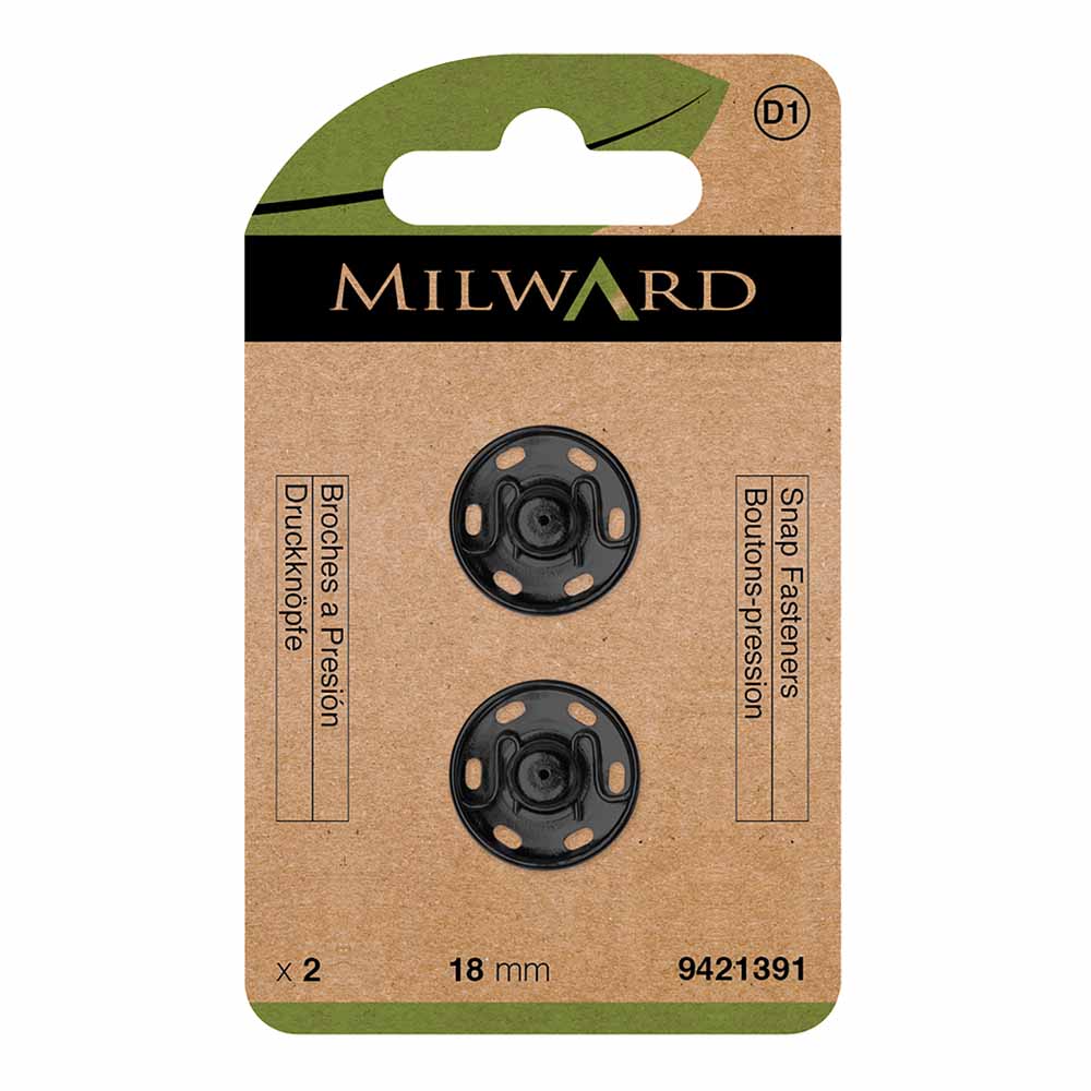 Milward Drukknopen 18mm zwart - 2st